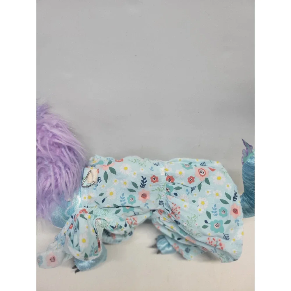Dog or cat Blue Floral Dress Ruffle Sleeves‎ Skirt Pet apparel Small